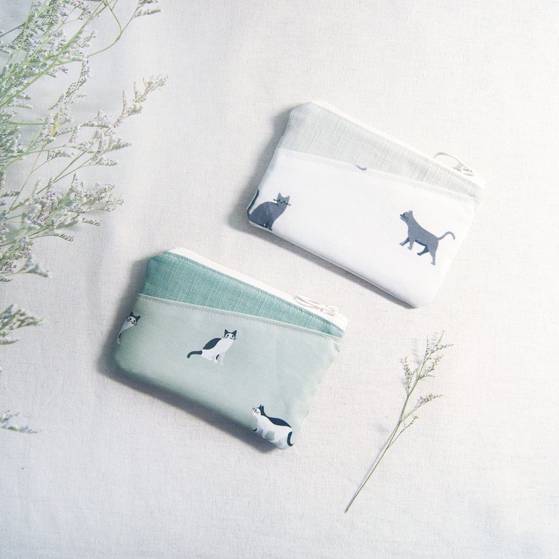 猫猫零钱包两入优惠好友组 - 零钱包 - 棉.麻 绿色