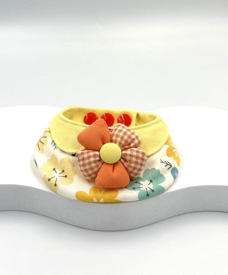 原创设计 宠物春夏小花系列手作领巾-适合中小型 - 订制抱枕/饰品 - 棉.麻 橘色