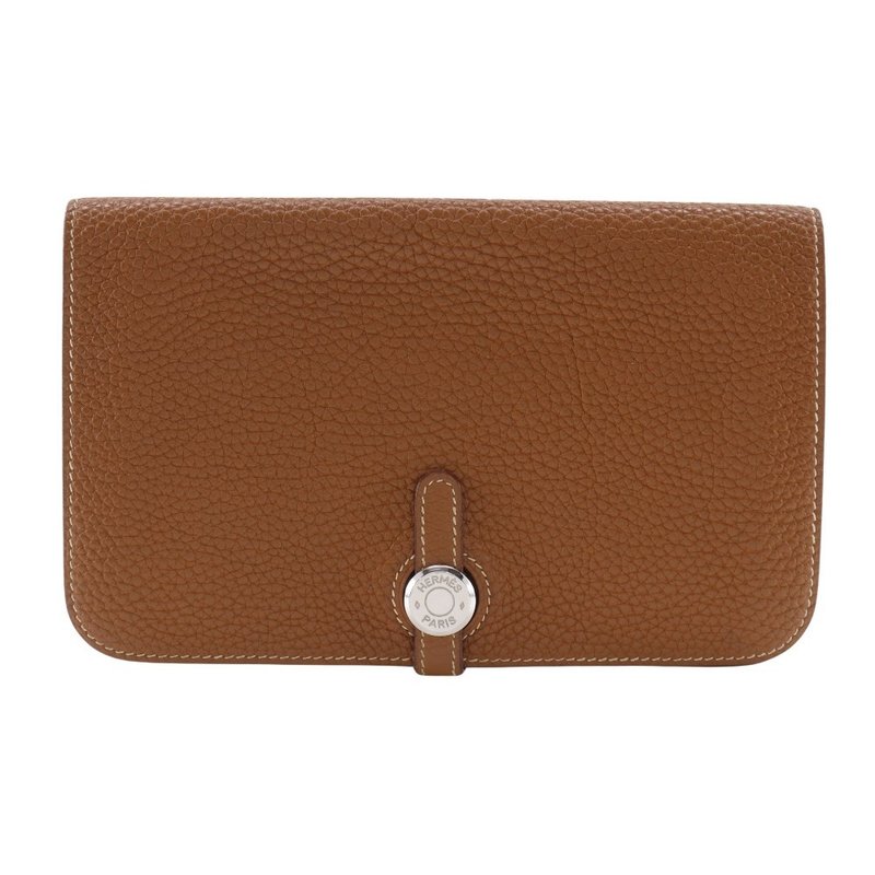 【日本直送】爱马仕 HERMES Dogon GM 长夹 Taurillon Clemence 牛皮 金棕色 男女皆宜【二手】 - 皮夹/钱包 - 真皮 咖啡色