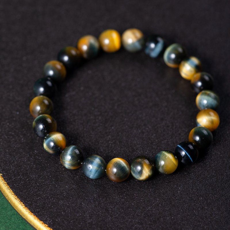黄蓝虎眼石手链 | 顶级天然虎眼石分级 | 男士水晶手链定制化礼物 - 手链/手环 - 水晶 咖啡色