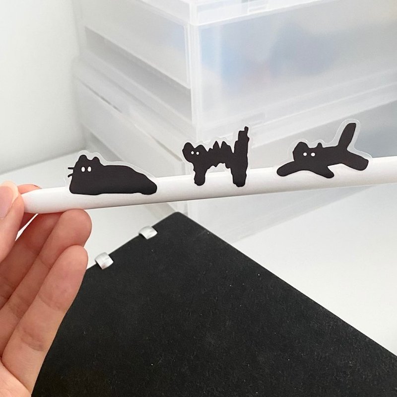 现货 - 韩国 SUSSTORE - 暗夜猫咪 可重复黏贴透明贴纸 - 2 张 - 贴纸 - 其他材质 黑色