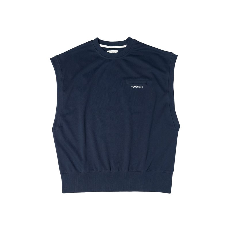 saeflait pocket Vest - 女装背心 - 棉.麻 蓝色