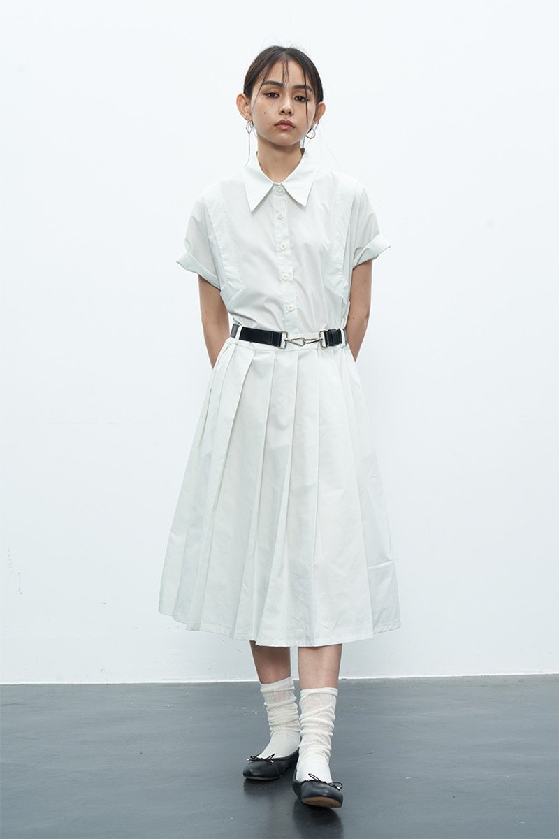 EXTERNALIZE 假两件Polo领连身裙 - 洋装/连衣裙 - 其他材质 蓝色