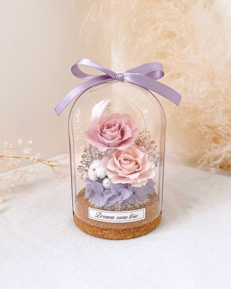 永生花玻璃盅-甜语粉紫 l 不凋花玻璃盅 日本玫瑰 干燥花盅 - 干燥花/捧花 - 植物.花 紫色