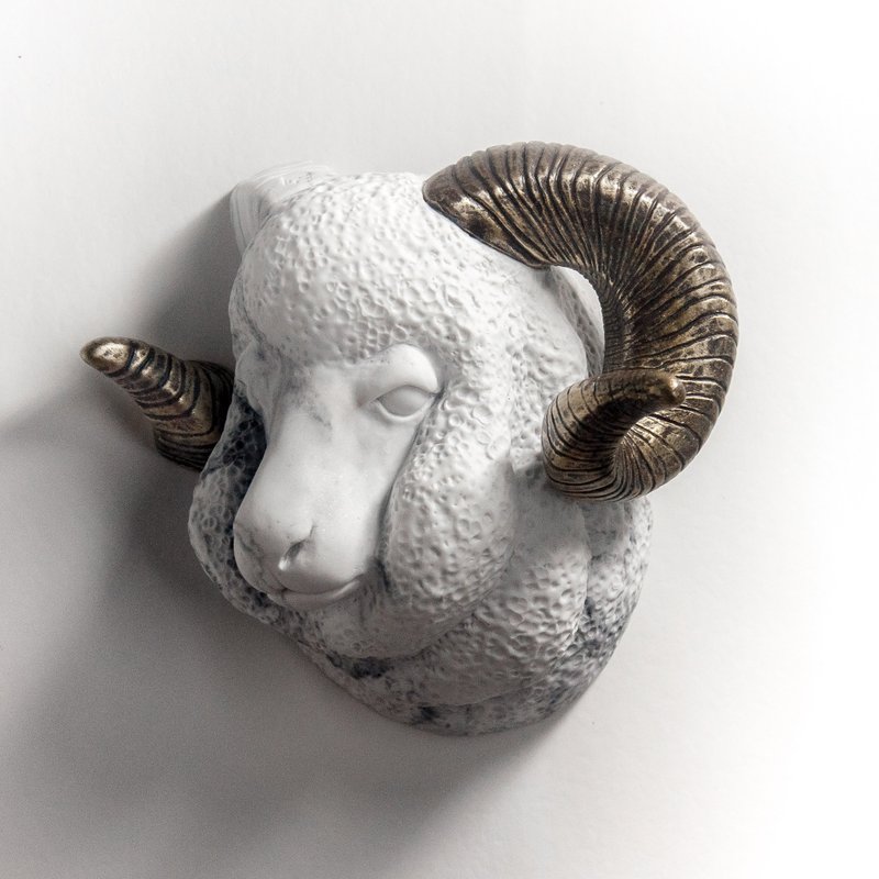 再生大理石。壁挂。羊 - 摆饰 - 石头 白色