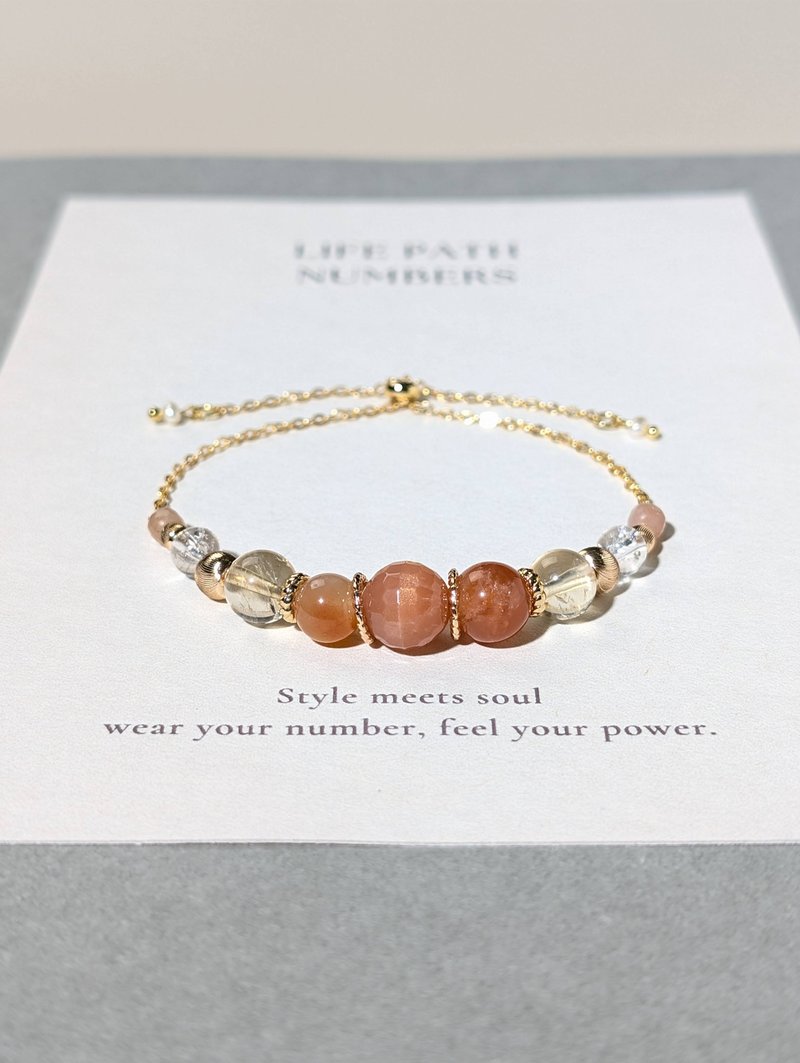 生命灵数2号开运手链 | 太阳石×天然石 | 橙色能量与和谐象征 - 手链/手环 - 半宝石 橘色