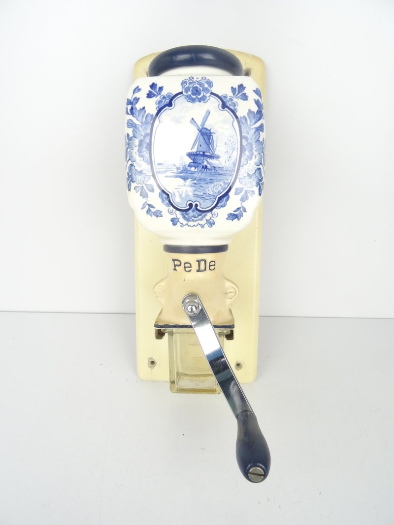 复古荷兰 Pede Zassenhaus 咖啡研磨机 – 蓝色古董手动德尔夫特磨豆机 - 咖啡壶/周边 - 其他材质 蓝色