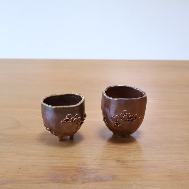 泥鳞 柴烧陶茶杯 - 茶具/茶杯 - 陶 咖啡色