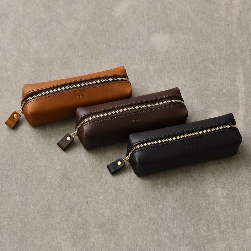 日本职人手作皮革Organ箱型收纳笔袋 GS-58 - 铅笔盒/笔袋 - 其他材质 多色