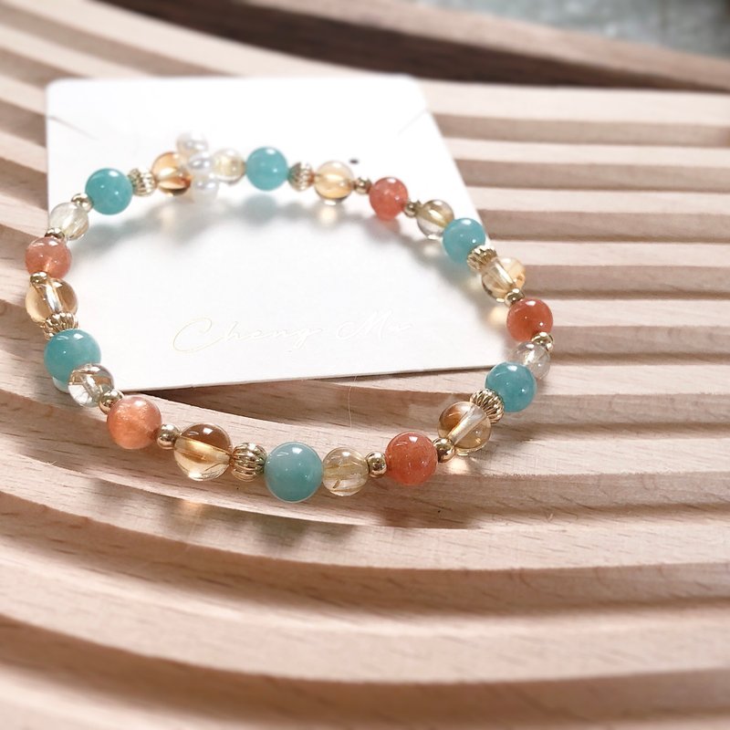 天河石、金沙太阳石、钛晶 天然石手链 - 手链/手环 - 半宝石