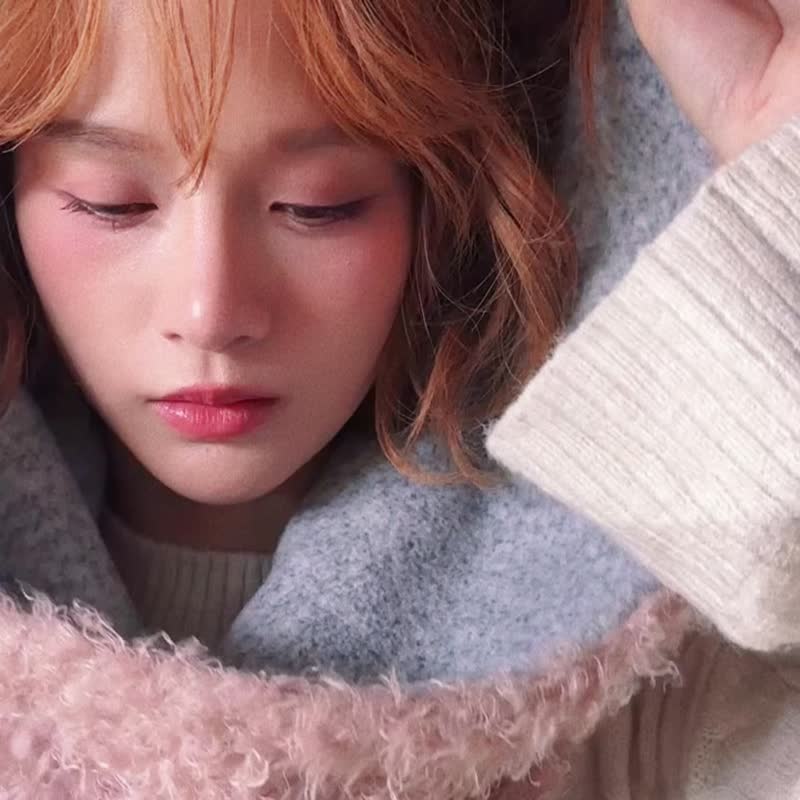 AMBER 系列 - 柔映 * 粉雾色 混织毛料 围巾 连帽围巾 - 围巾/披肩 - 其他人造纤维 粉红色