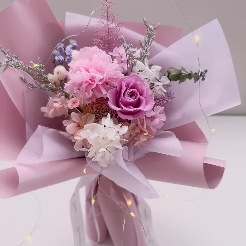 美好时光 | 粉紫不凋花花束、永生花花束、情人节、求婚花 - 干燥花/捧花 - 植物.花 紫色