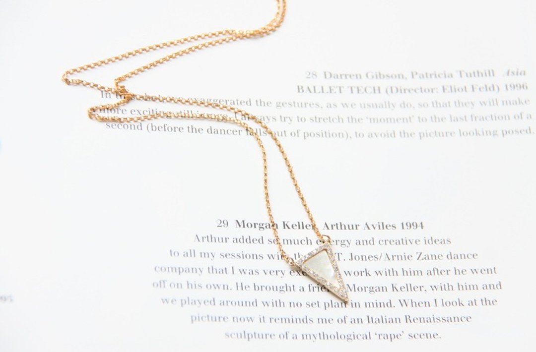 三角珍珠贝项链 / Mother of pearl Triangle pendan14KGF chain - 项链 - 宝石 金色