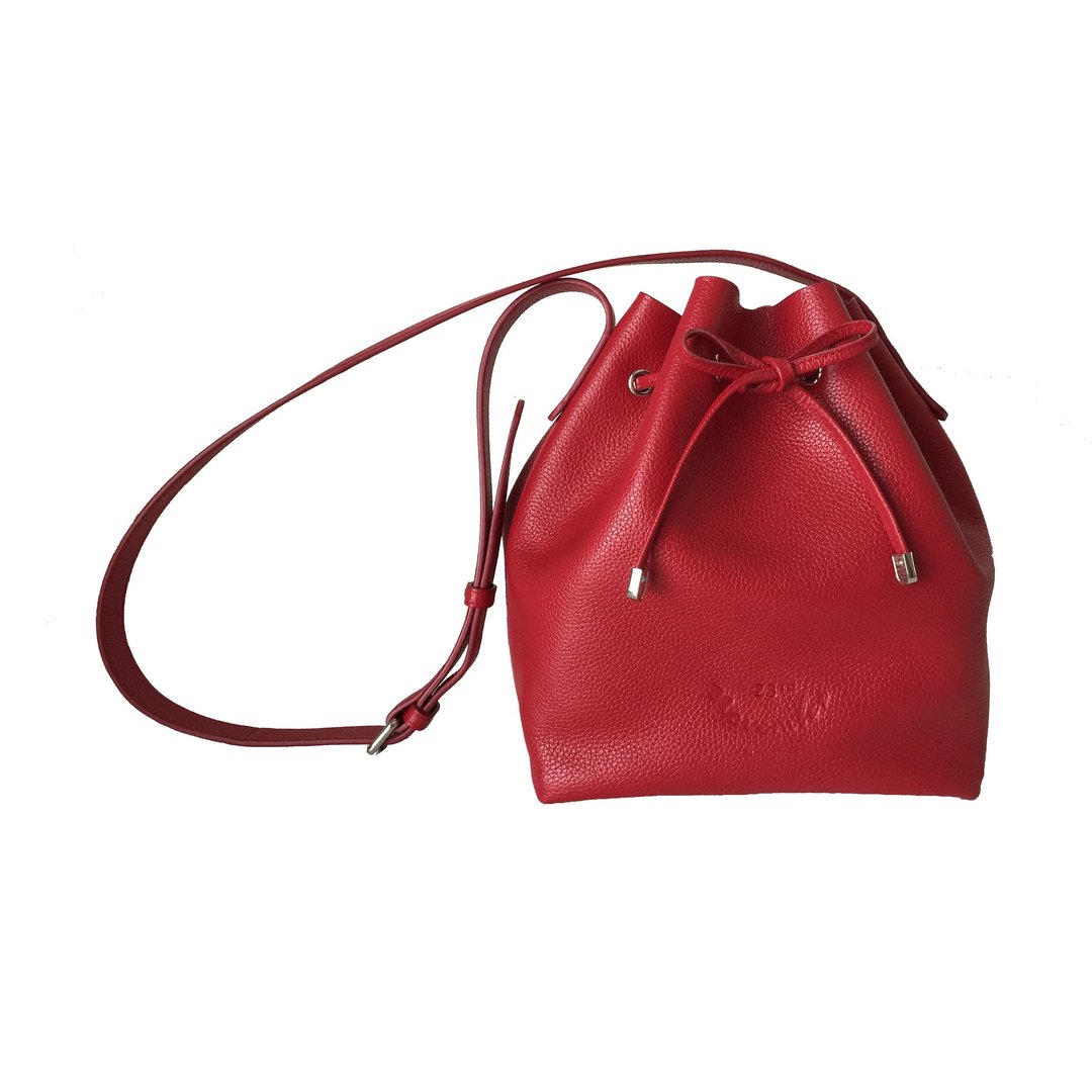 Classic Bucket 'S' Red Women Shoulder Leather Bag And Cross Body Bag - 其他 - 真皮 红色