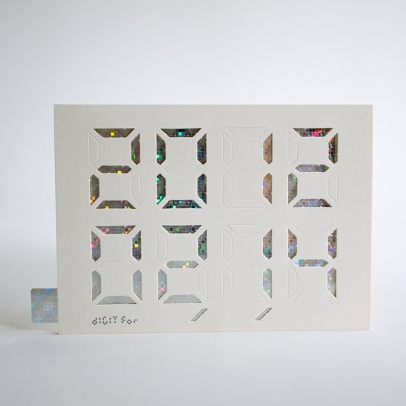 耶诞新年交换礼物/‘自己动手戳纪念日’Digit Card / 数字卡片 雷射缤纷版＿数位白 - 卡片/明信片 - 纸 白色