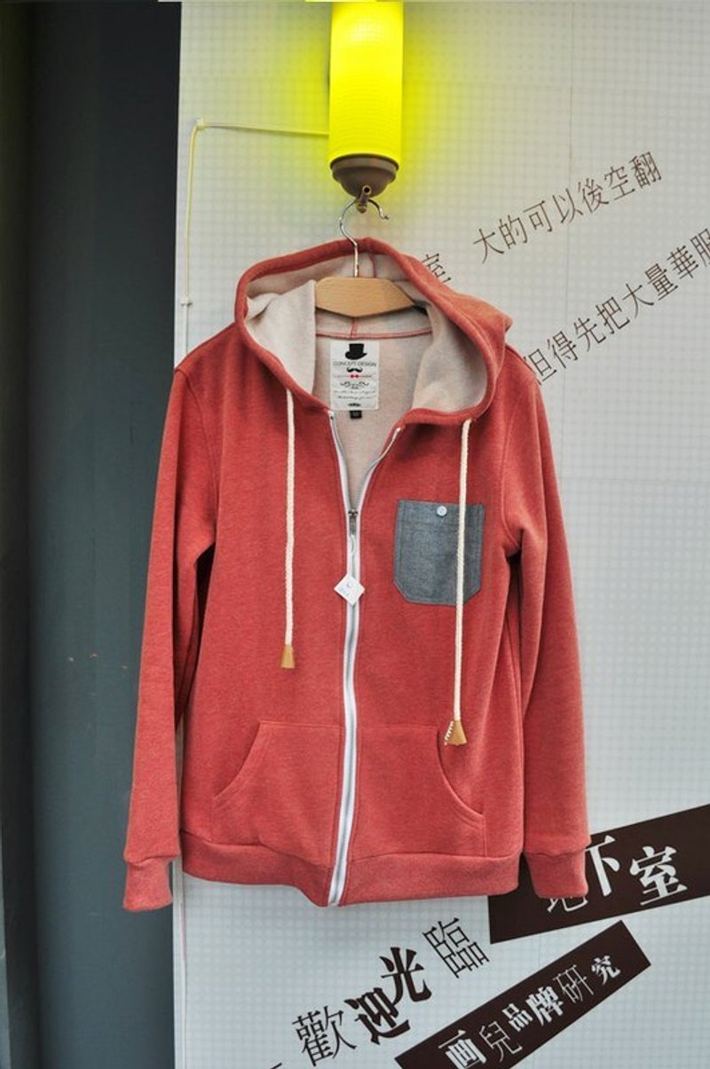 简单就好．专长是放空口袋帽T(红) - 女装休闲/机能外套 - 其他材质 红色