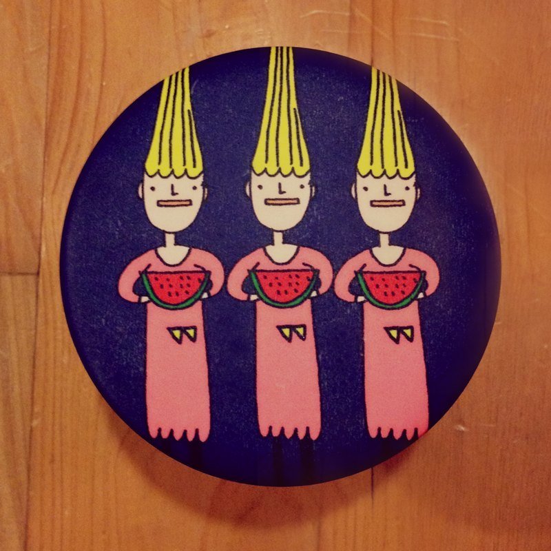 ♫9厘米超大徽章➔西瓜女 - 徽章/别针 - 其他金属 蓝色