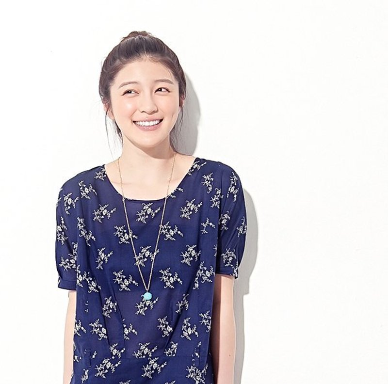 森林系复古印花洋装 - 洋装/连衣裙 - 其他材质 蓝色