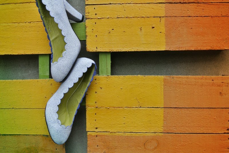 不定义．花苞跟鞋 (浅蓝) - 女款休闲鞋 - 真皮 