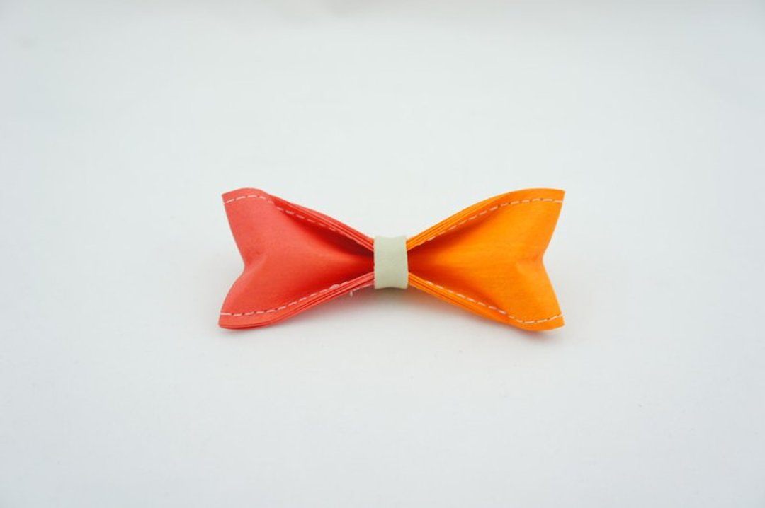 “Paper Bow Tie”纸领结 双色系列- No.201（亮桃红柳橙）【圣诞礼物/圣诞风格穿搭/圣诞饰品/领带外首选】 - 领带/领带夹 - 纸 红色