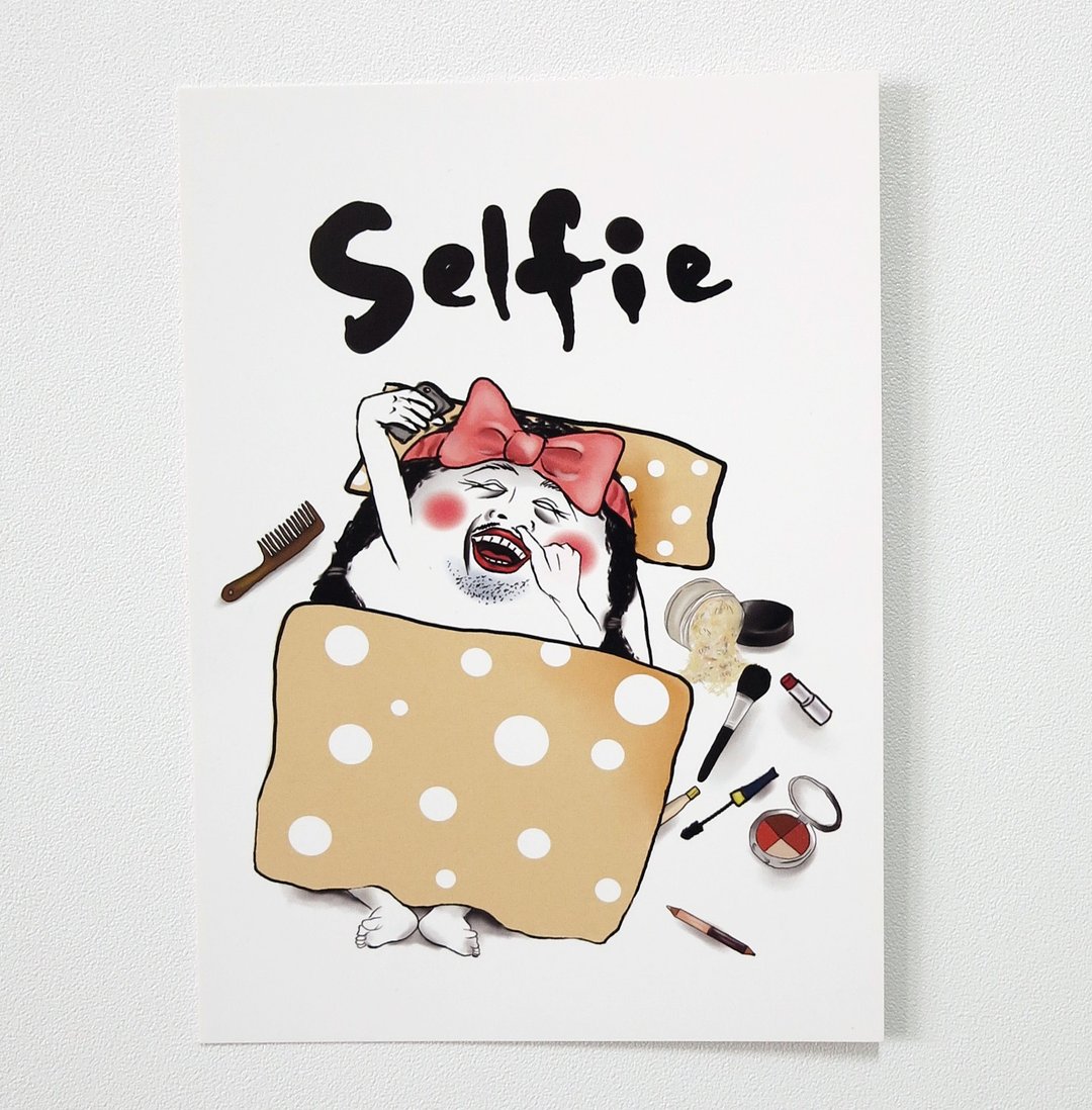 Selfie 自拍 明信片 - 卡片/明信片 - 纸 粉红色