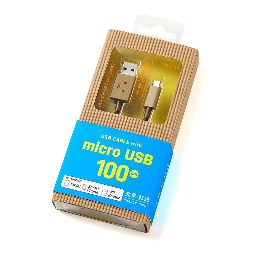 cheero阿愣micro USB 充电传输线／100厘米 - 充电宝/传输线 - 塑料 咖啡色