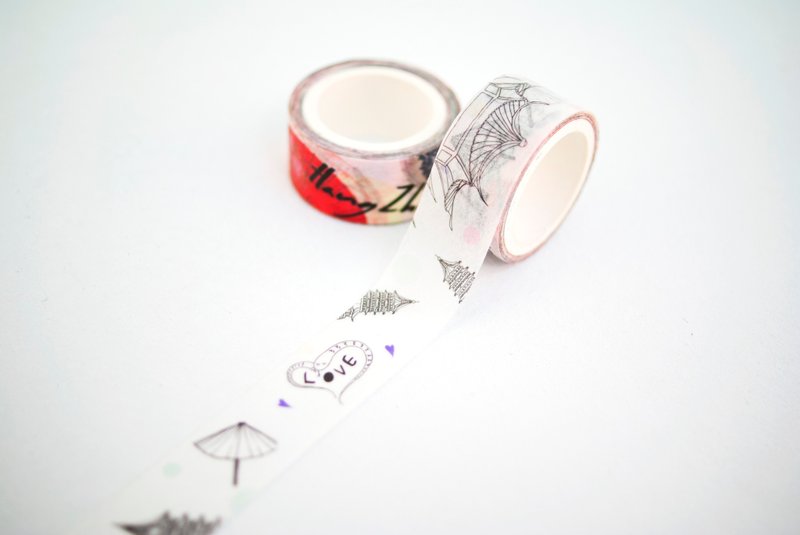 [mood”旅行系列纸胶带-伞下定情 - 纸胶带 - 纸 白色