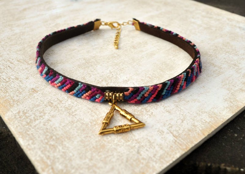 颈链--编织斜条纹 - 项链 - 其他材质 多色