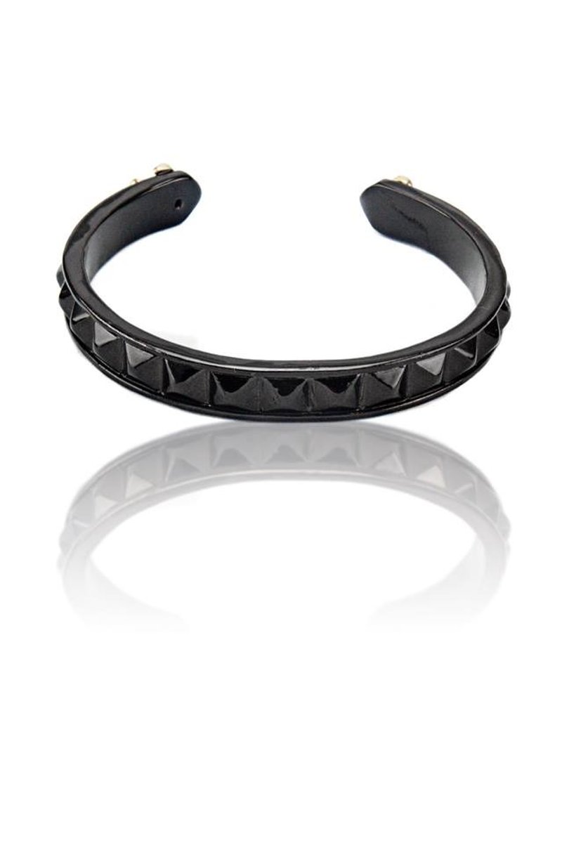 Solo Iris Rivet Bracelet 深黑色鸢尾花图腾铆钉手环饰品 - 手链/手环 - 其他金属 黑色