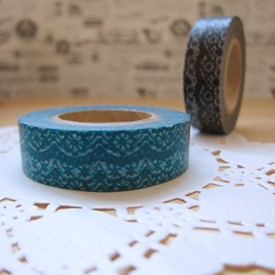 Marks Masking Tape 和纸胶带-单卷 典雅东京款(MKTS-55 蕾丝-翠绿) - 纸胶带 - 纸 绿色