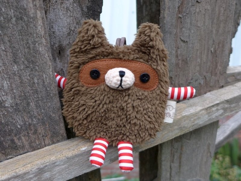 浣熊钥匙包 - 钥匙链/钥匙包 - 棉．麻 咖啡色