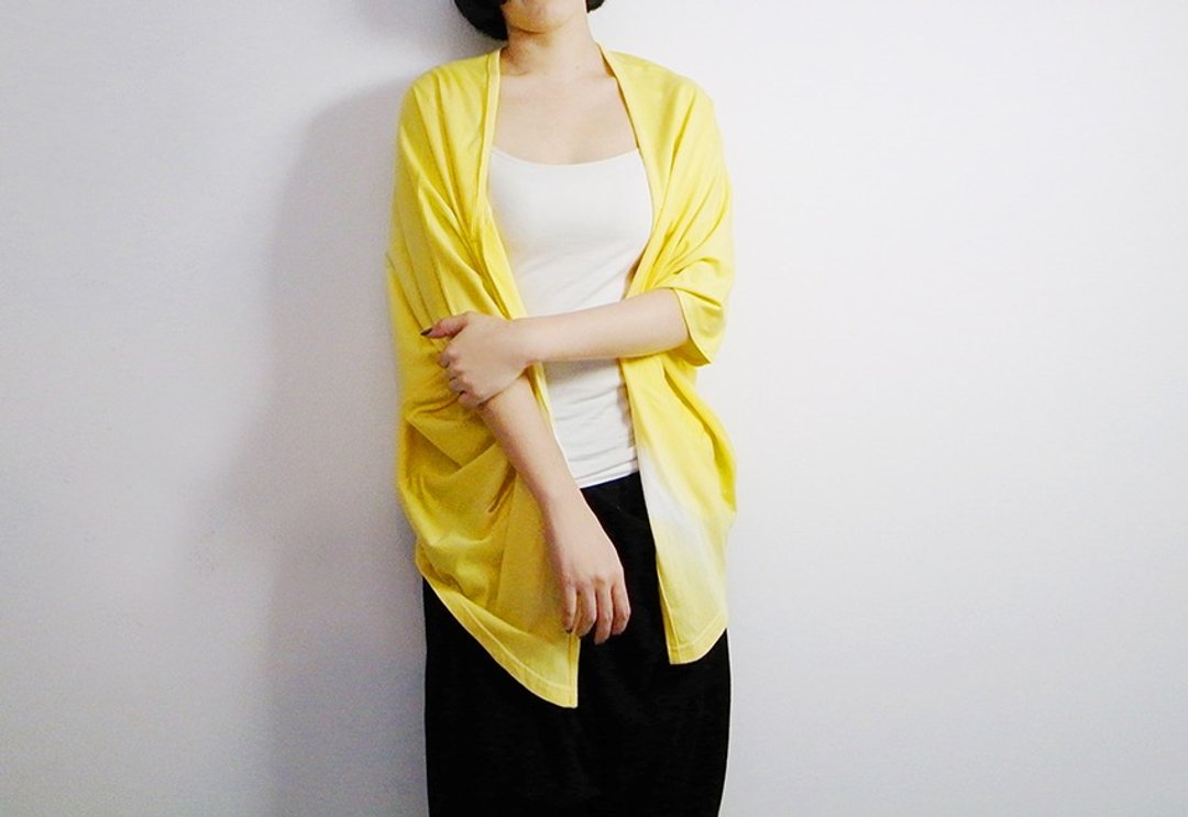 I . A . N Design 山栀子果实渐层染 特殊版 连袖外套 Organic Cotton - 背带裤/连体裤 - 棉 黄色