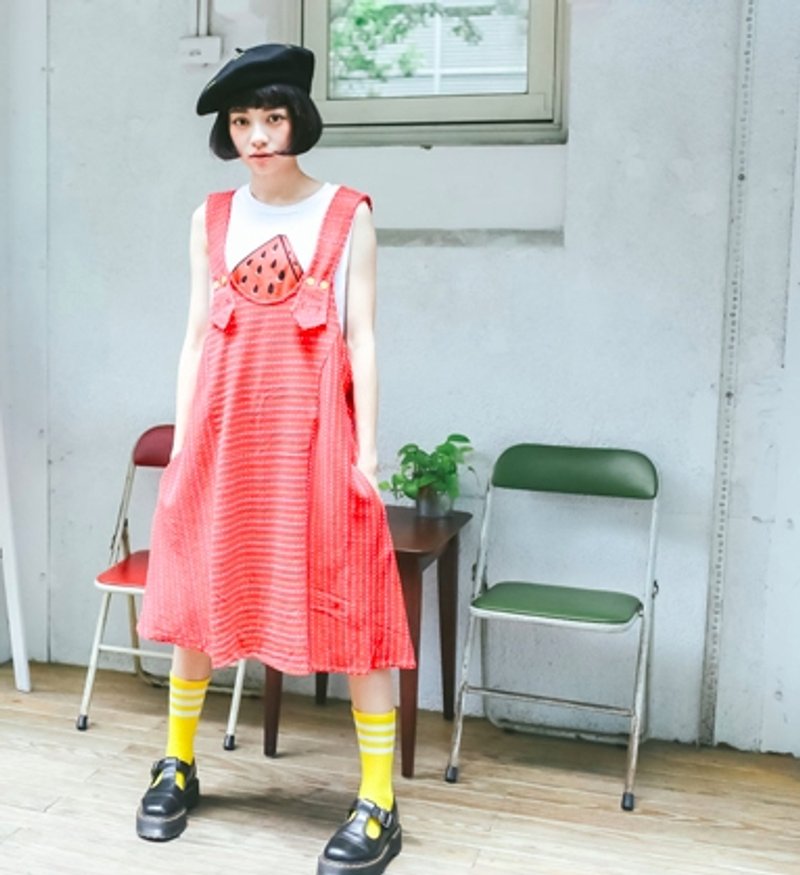 Boomboomkidz  最后一件红血球点点吊带裙 - 洋装/连衣裙 - 棉．麻 红色