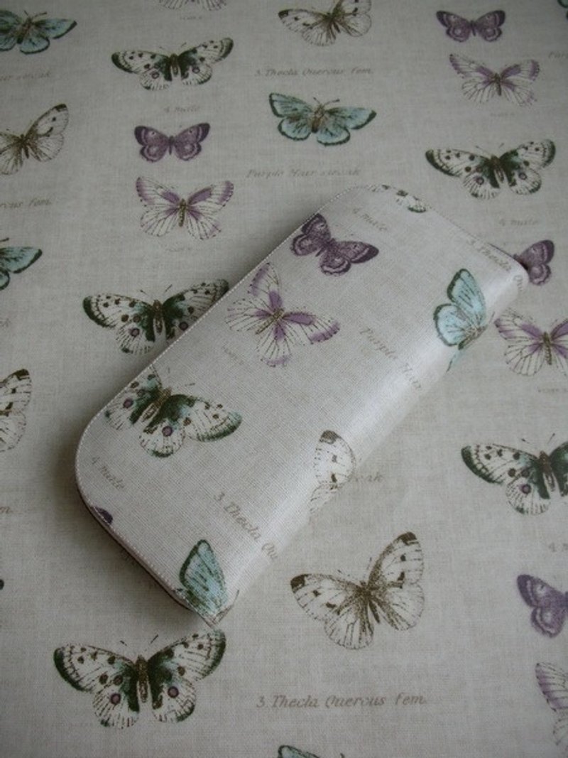 英国防水布【彩蝶翩飞】-长夹/皮夹/零钱包/礼物 - 皮夹/钱包 - 防水材质 卡其色