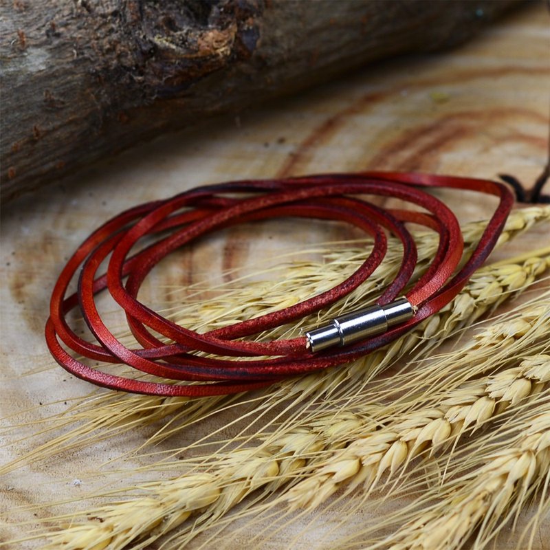 【DOZI皮革手作】磁扣皮革手环，皮革为染色制作，可自由配色 - 手链/手环 - 真皮 多色