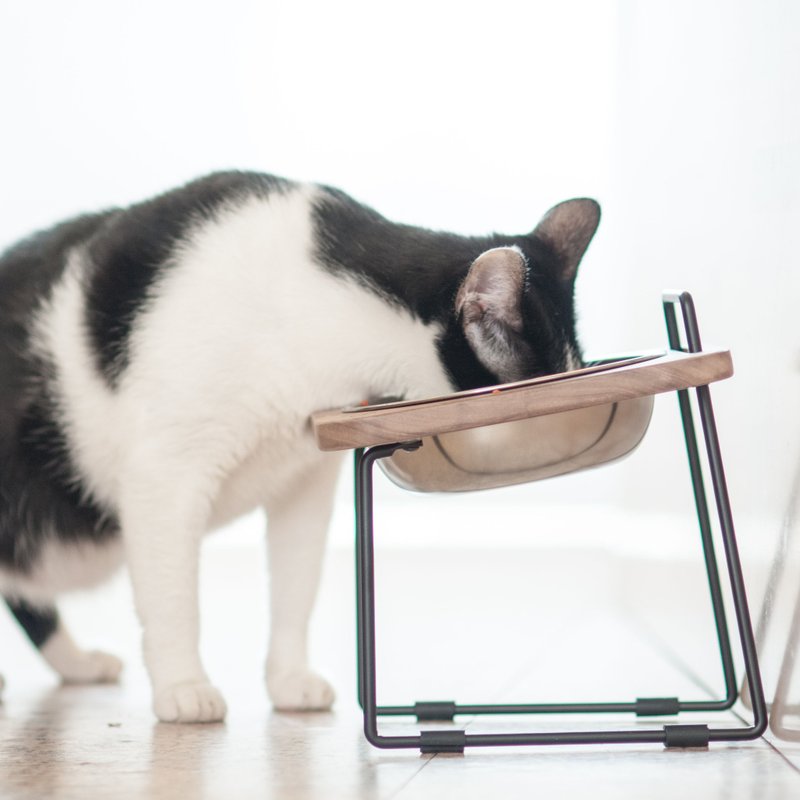 【拍拍】S16 原木宠物托高碗架－胡桃木 - 碗/碗架 - 木头 咖啡色