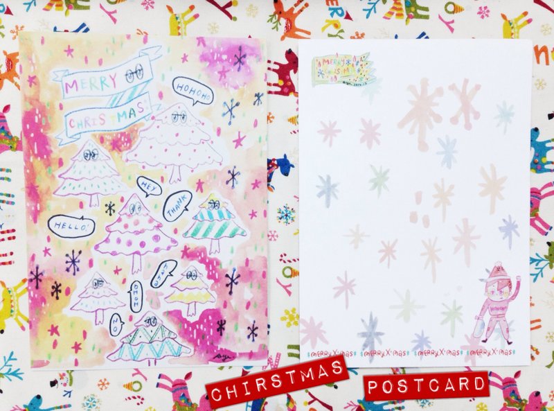 小左手圣诞节明信片(黄) - 卡片/明信片 - 纸 多色