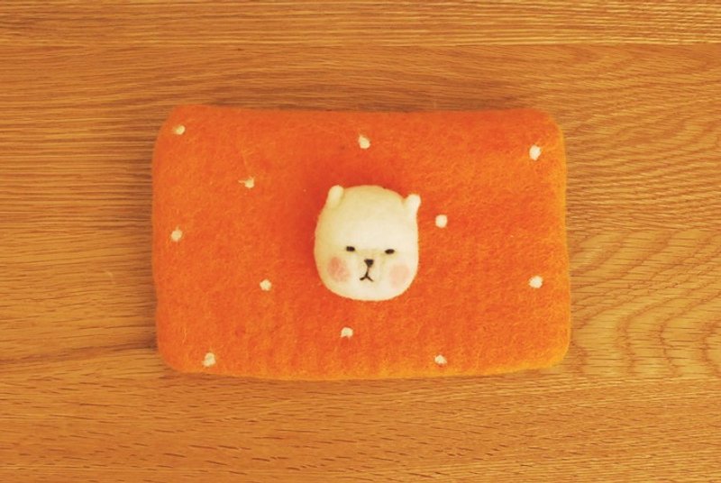 *Mori Shu*手作羊毛毡-羊驼水玉点点收纳包-亮橘 - 化妆包/杂物包 - 羊毛 橘色