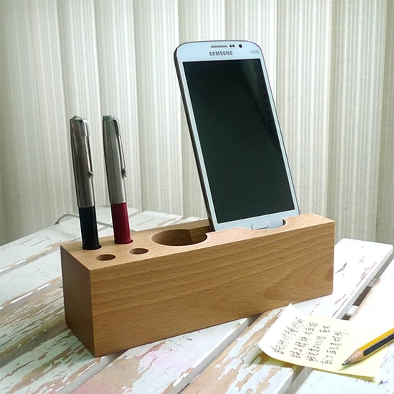 原木手机座 木制手工手机座 欧洲山毛榉制做手机充电收纳座 【欧洲山毛榉】 - 收纳用品 - 木头 金色