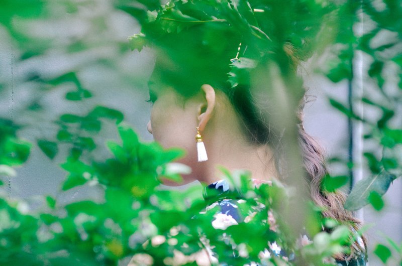 Marygo［白色流苏］金色耳环 - 耳环/耳夹 - 其他金属 白色