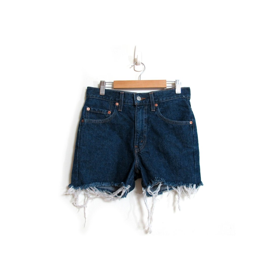 【蛋植物古着】LEVI'S古着高腰牛仔短裤 - 女装长裤 - 棉 蓝色