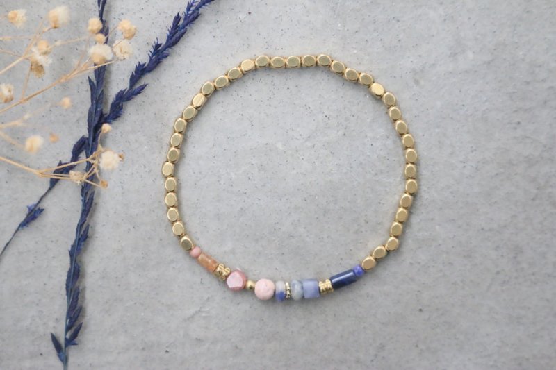 <☞ HAND IN HAND☜> 苏打石-多拿滋 黄铜手环  (0269) - 手链/手环 - 宝石 蓝色