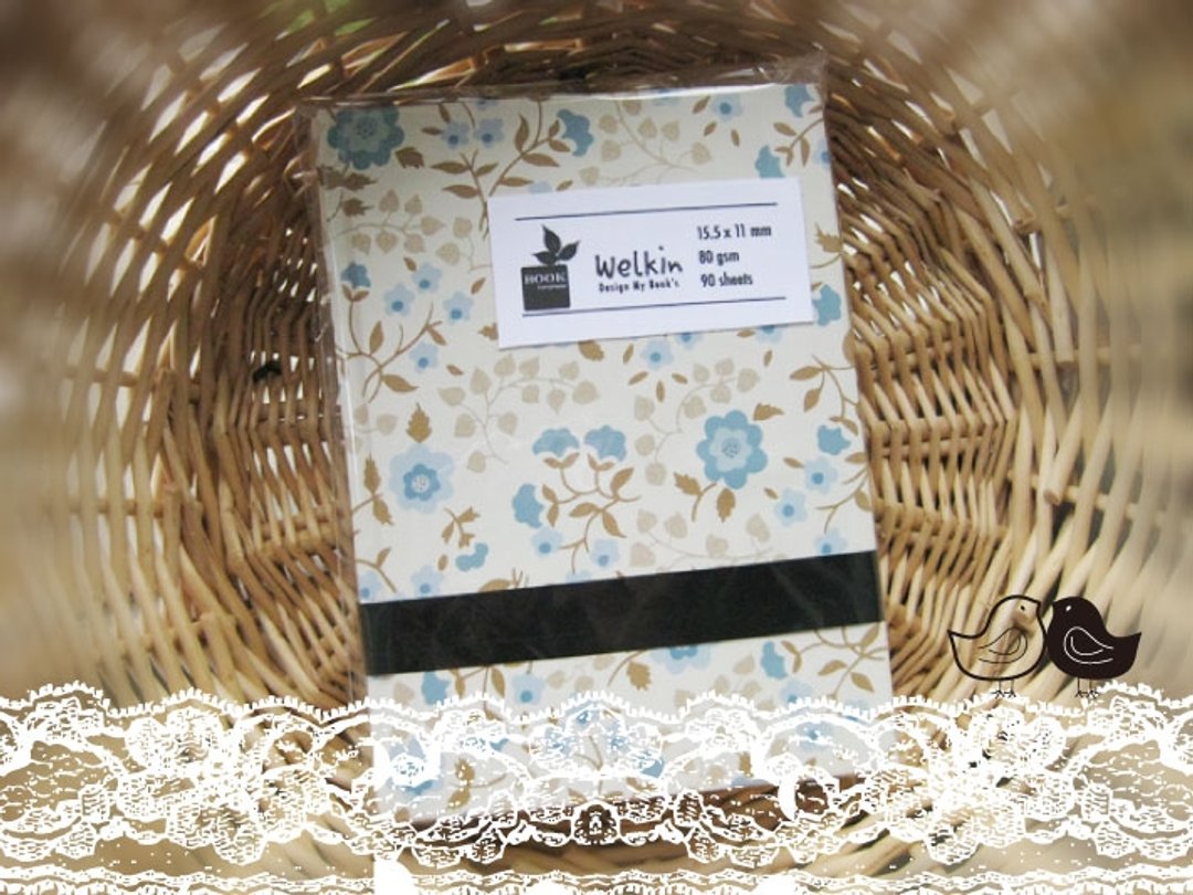 ☆° 洛可可草莓 WELKIN手创 °手工书/笔记本/手帐/日记本--幸福花纸系列-蓝色小花 - 笔记本/手帐 - 纸 