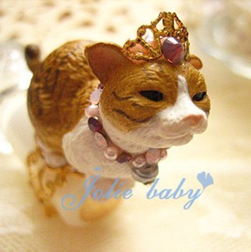 [Jolie baby]撒娇---眯眼撒娇后冠孟加拉猫蛋白水钻雕花戒 - 戒指 - 其他材质 