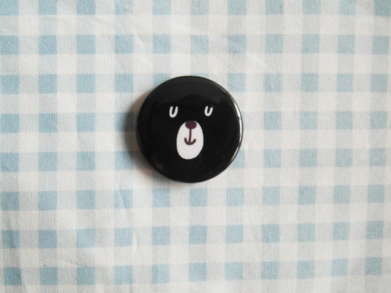 咻咻熊/黑熊头/小胸章 - 胸针 - 塑料 卡其色