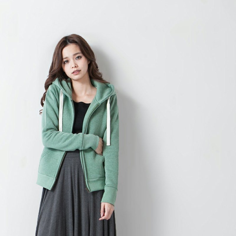 SUMI△大绒刷毛铺棉保暖连帽外套▽3AF200_嫩芽绿 - 中性连帽卫衣/T 恤 - 其他材质 绿色