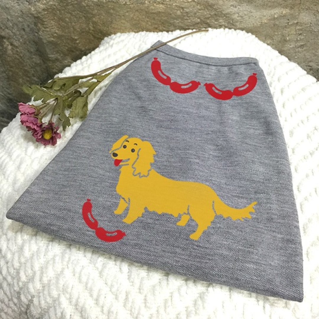 狗狗姓名订做款  腊肠贪吃鬼 Sausage Dog 反光衣(毛孩款) - 衣/帽 - 棉 灰色