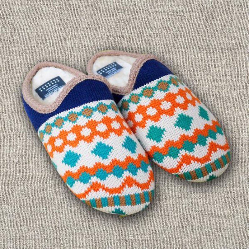 女孩寓所 ::日本CDF etendue 多彩编织羊毛室内拖鞋 - 橘 - 女款休闲鞋 - 棉．麻 橘色