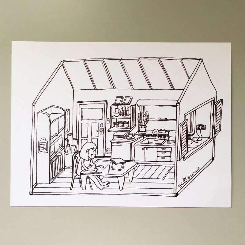 明信片黑白系列- 爱伦猴工作小木屋 | MonkeyCookie - 卡片/明信片 - 纸 白色