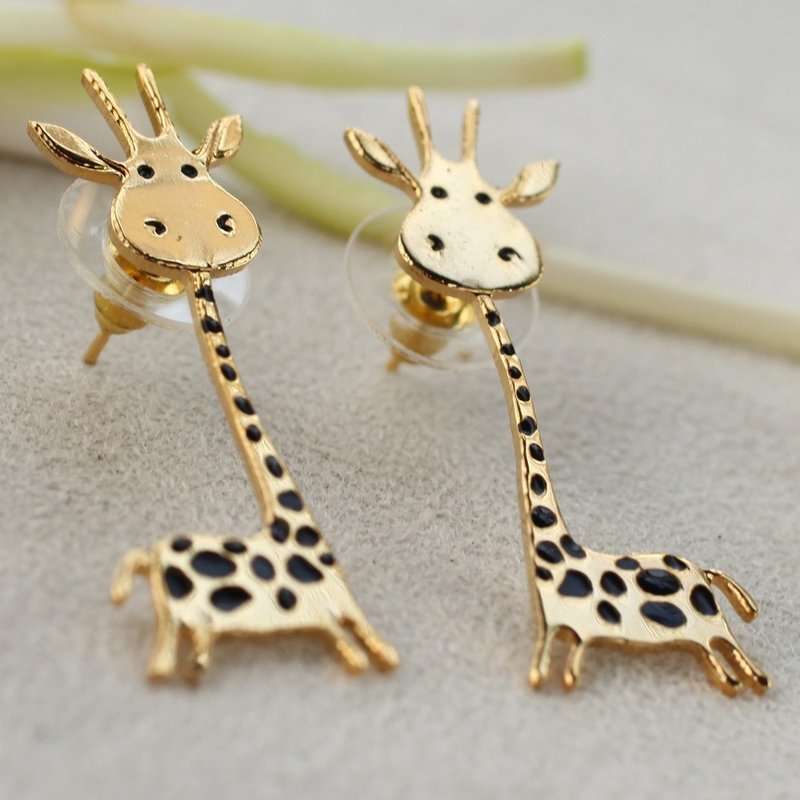 长颈鹿耳针式耳环·亲爱的DEAR DEER - 耳环/耳夹 - 其他材质 金色